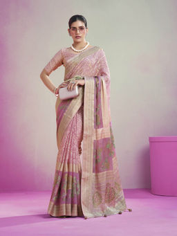 Elora - Poly Viscose Georgette Geomatric Designer Saree(Baby Pink)
