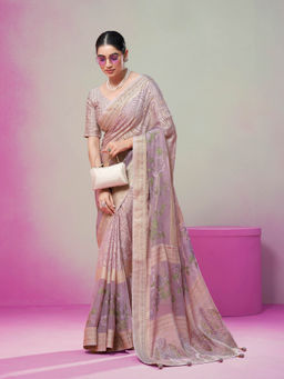 Elora - Poly Viscose Georgette Geomatric Designer Saree(Lavender)
