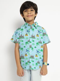 Somersault - Blue Cotton Printed Shirt