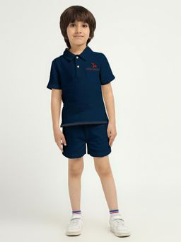 Somersault - Blue Cotton Solid T-Shirt and Shorts