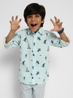 Somersault - Blue Cotton Printed Shirt