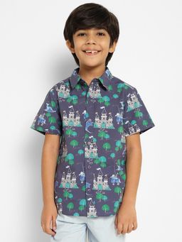 Somersault - Navy Blue Cotton Printed Shirt