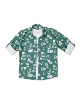CAVIO - Green Cotton Printed Shirt and T-Shirt