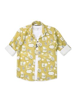 CAVIO - Yellow Cotton Printed Shirt and T-Shirt