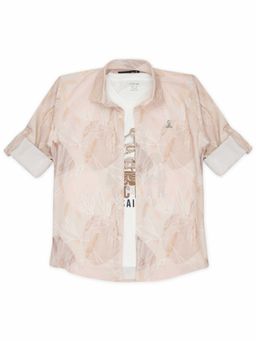 CAVIO - Yellow Blended Fabric Floral Shirt and T-Shirt