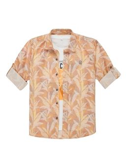 CAVIO - Orange Blended Fabric Printed Shirt and T-Shirt