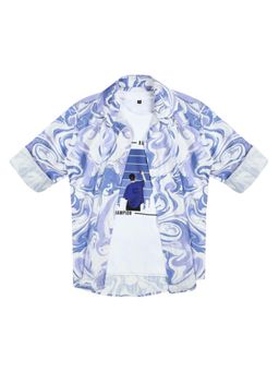 CAVIO - Purple Blended Fabric Printed Shirt and T-Shirt