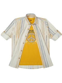 CAVIO - Yellow Blended Fabric Stripes Shirt and T-Shirt