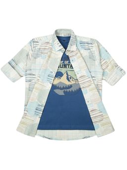 CAVIO - Blue Blended Fabric Printed Shirt and T-Shirt