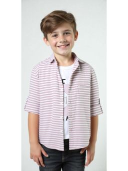 CAVIO - Purple Cotton Stripes Shirt and T-Shirt