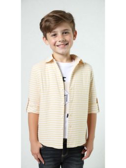 CAVIO - Yellow Cotton Stripes Shirt and T-Shirt