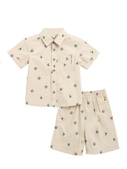 SWEETLIME BY AS - Beige Cotton Printed Shirt and Short