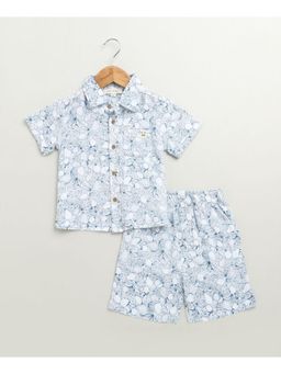 SWEETLIME BY AS - Blue Cotton Printed Shirt and Short