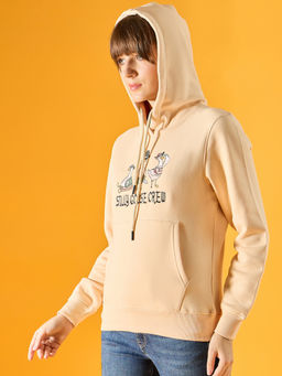 98 Degree North - Women Peach Embroidered Hoodie