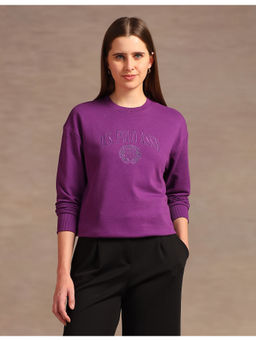 U.S. POLO ASSN. - Purple Drop Shoulder Appliqued Sweatshirt