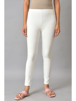 Aurelia - White Stretchable Interlock Womens Tights