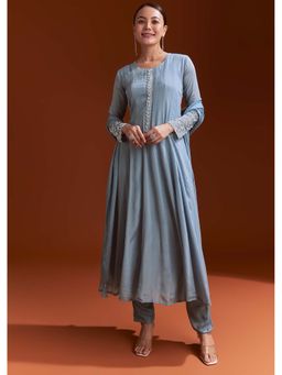 KALKI FASHION - Misty Blue Anarkali Kurta with Pant and Dupatta (Set of 3)