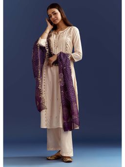 KALKI FASHION - Purple Kurta with Pant and Bandhani Dupatta (Set of 3)