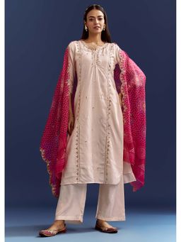 KALKI FASHION - Pink Kurta with Pant and Bandhani Dupatta (Set of 3)
