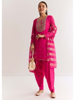 KALKI FASHION - Pink Zardozi Kurta with Patiala and Dupatta (Set of 3)