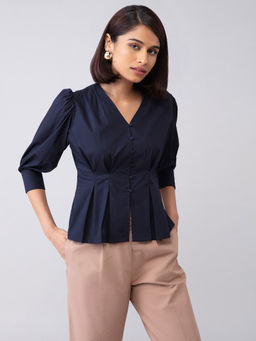 Twenty Dresses by Nykaa Fashion - Work Navy Feeling The Touch Of Nature Top