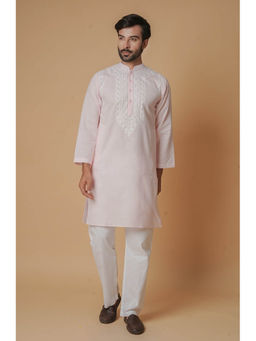 HOUSE OF KARI - Cotton Arri Work Pink Kurta