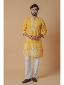 HOUSE OF KARI - Cotton Arri Work Yellow Kurta
