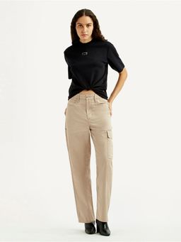 Levi's - Women's High Rise Beige Straight Fit Cargo Trousers