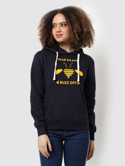 PINACOLADA - Women Navy Blue Buzz-Off Graphic Printed Pullover Hoodie