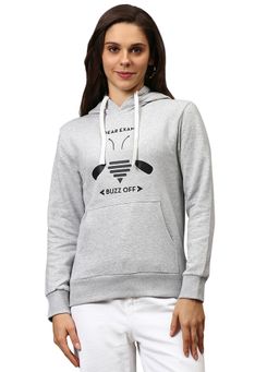 PINACOLADA - Women Light Grey Buzz-Off Graphic Printed Pullover Hoodie