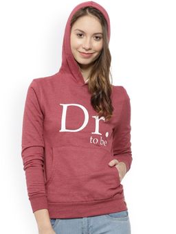 Campus Sutra - Women Brick Red Typography Printed Pullover Hoodie
