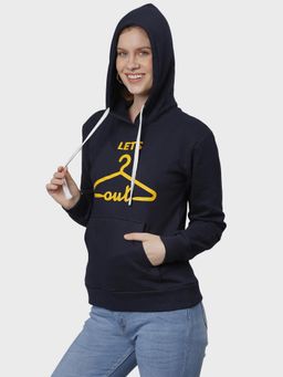 PINACOLADA - Women Navy Blue Printed Pullover Hoodie