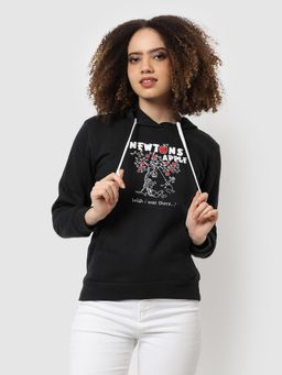 PINACOLADA - Women Onyx Black Graphic Printed Pullover Hoodie