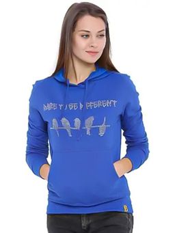 PINACOLADA - Women Azure Blue Embellished Pullover Hoodie