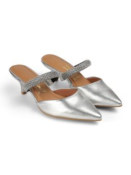 Vizzano - Silver Rhinestone Embellished Mules