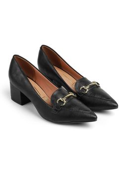 Vizzano - Black Pointed Toe Block Heel Loafers