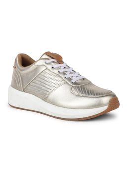 Hush Puppies - Women Stylish Casual Lace-Ups Gold Sneakers