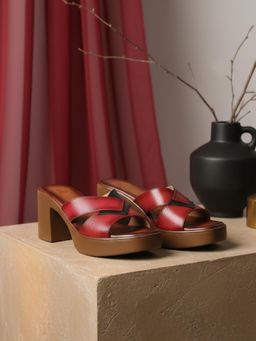 EZOK - W-1204 Lightweight Comfort Red Sandal Heels