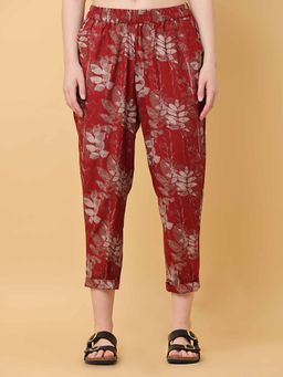Black & Blah Blah - Relaxed Loose Fit Floral Printed Liva Rayon Pant