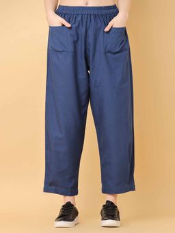 Black & Blah Blah - Relaxed Loose Fit Solid Cotton Linen Pant