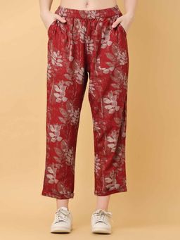 Black & Blah Blah - Relaxed Loose Fit Floral Printed Liva Rayon Pant