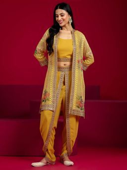 Libas - Mustard Embroidered Georgette Co-Ords for Women