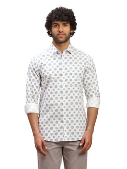 ColorPlus - Slim Fit Printed White Shirt