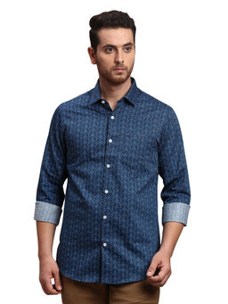 ColorPlus - Regular Fit Printed Blue Shirt
