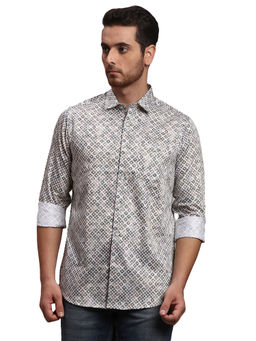 ColorPlus - Regular Fit Printed Green Shirt