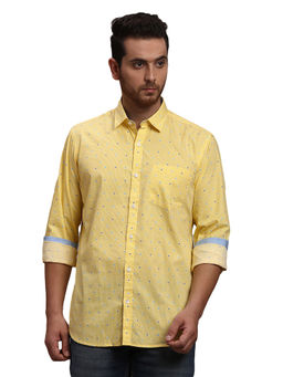 ColorPlus - Tailored Fit Printed Yellow Shirt