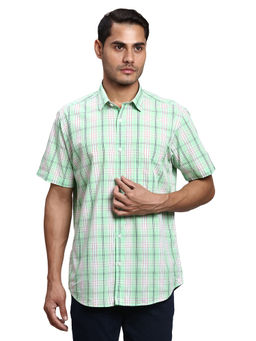 ColorPlus - Tailored Fit Checkered Green Shirt