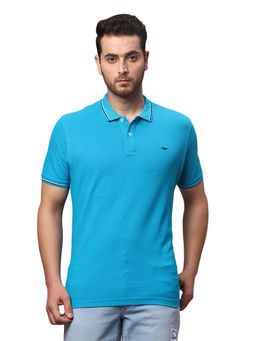 Park Avenue - Slim Fit Solid Blue Polo T-Shirt