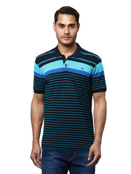 Park Avenue - Slim Fit Stripe Blue Polo T-Shirt