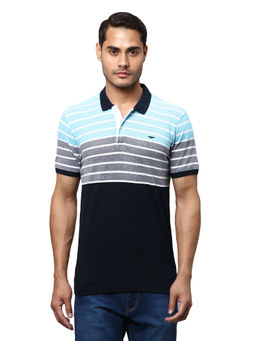 Park Avenue - Slim Fit Stripe Blue Polo T-Shirt